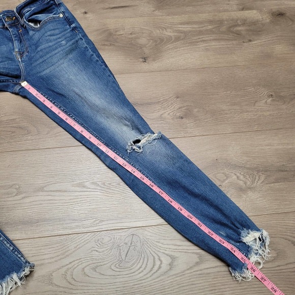 Vigoss Jeans Womens 24 Blue Stevie Crop Straight Distressed Thick Stitch 24x26 - Picture 10 of 11